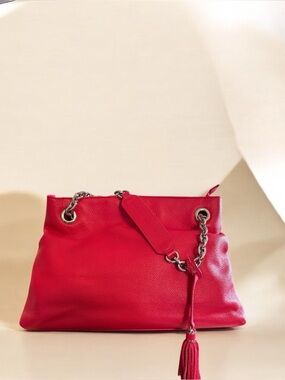 Danier, hot Pink Leather Handbag, chain strap, excellent condition
